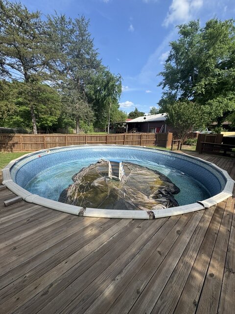 Above-ground pool before removal